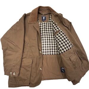 Roundtree & Yorke Brown Men's Chore Barn Jacket Flannel Lined XL Corduroy Trim